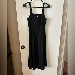 Old Navy Black Midi Linen Dress